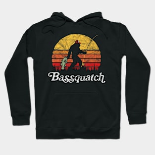 Bassquatch Funny Bigfoot Fishing Outdoor Retro Hoodie